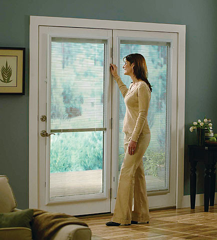 Enclosed shop door blinds
