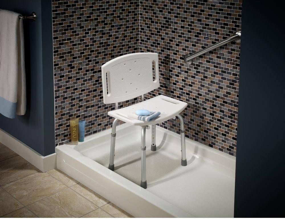 A shower chair can prevent slips and makes it easier to bathe. A shower chair can prevent slips and makes it easier to bathe.