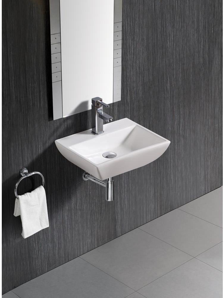 The open space beneath a wall-mounted sink can accommodate people with walkers, canes and wheelchairs. The open space beneath a wall-mounted sink can accommodate people with walkers, canes and wheelchairs.