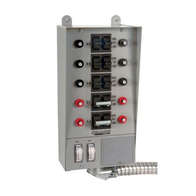 Larger homes require large-capacity transfer switches, such as this 10-circuit model. 