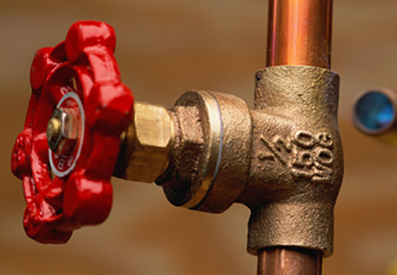 Copper pipe and valve