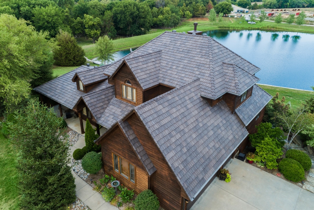 Synthetic roof viewed from drone