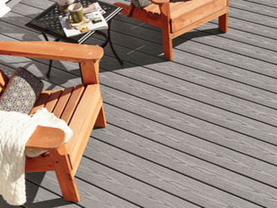 Adirondack chairs on a new deck