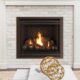 gas fireplace with ornate cover