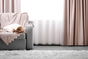 curtains, living room, sofa