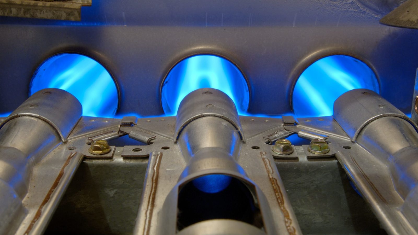 Blue furnace flame