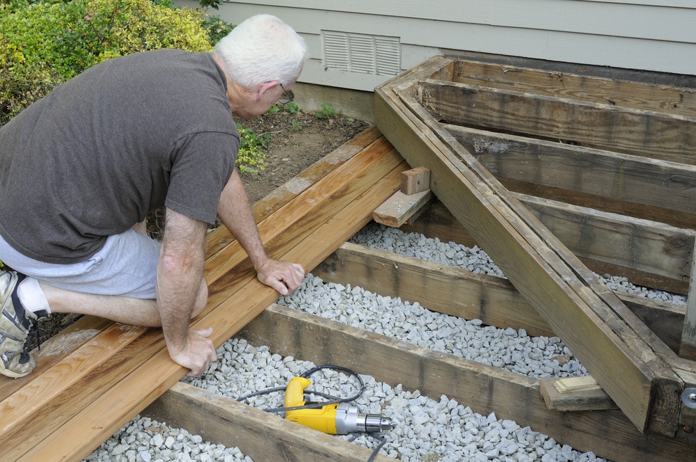 Man building a deck