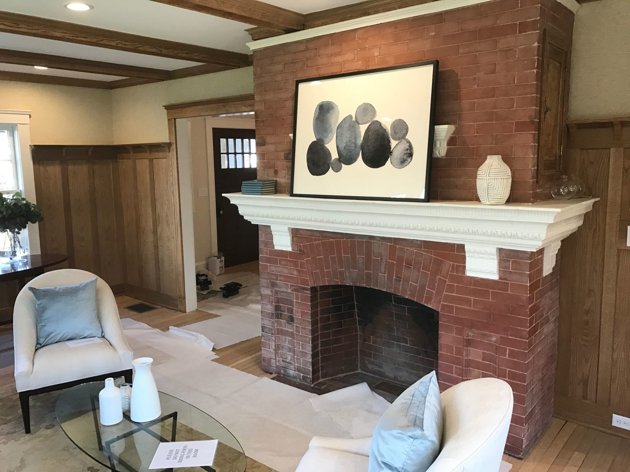 Brick fireplace