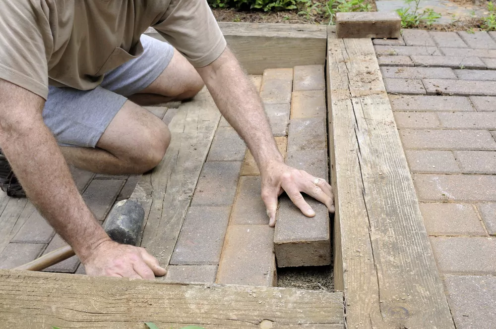 re-mortar brick steps