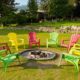 Chairs around a backyard fire pit