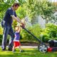 Man mowing grass