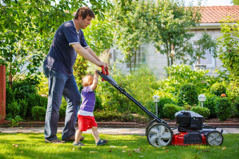 Man mowing grass