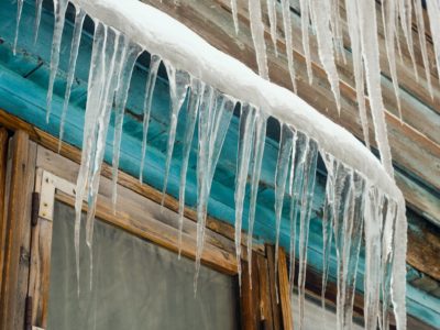 icicles form on siding