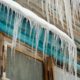 icicles form on siding