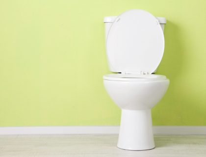 White toilet bowl in a bathroom