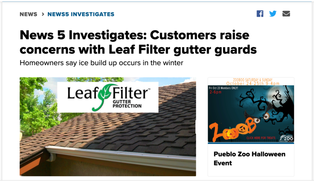 Leaf Filter Gutter Guard Investigated by KOAA