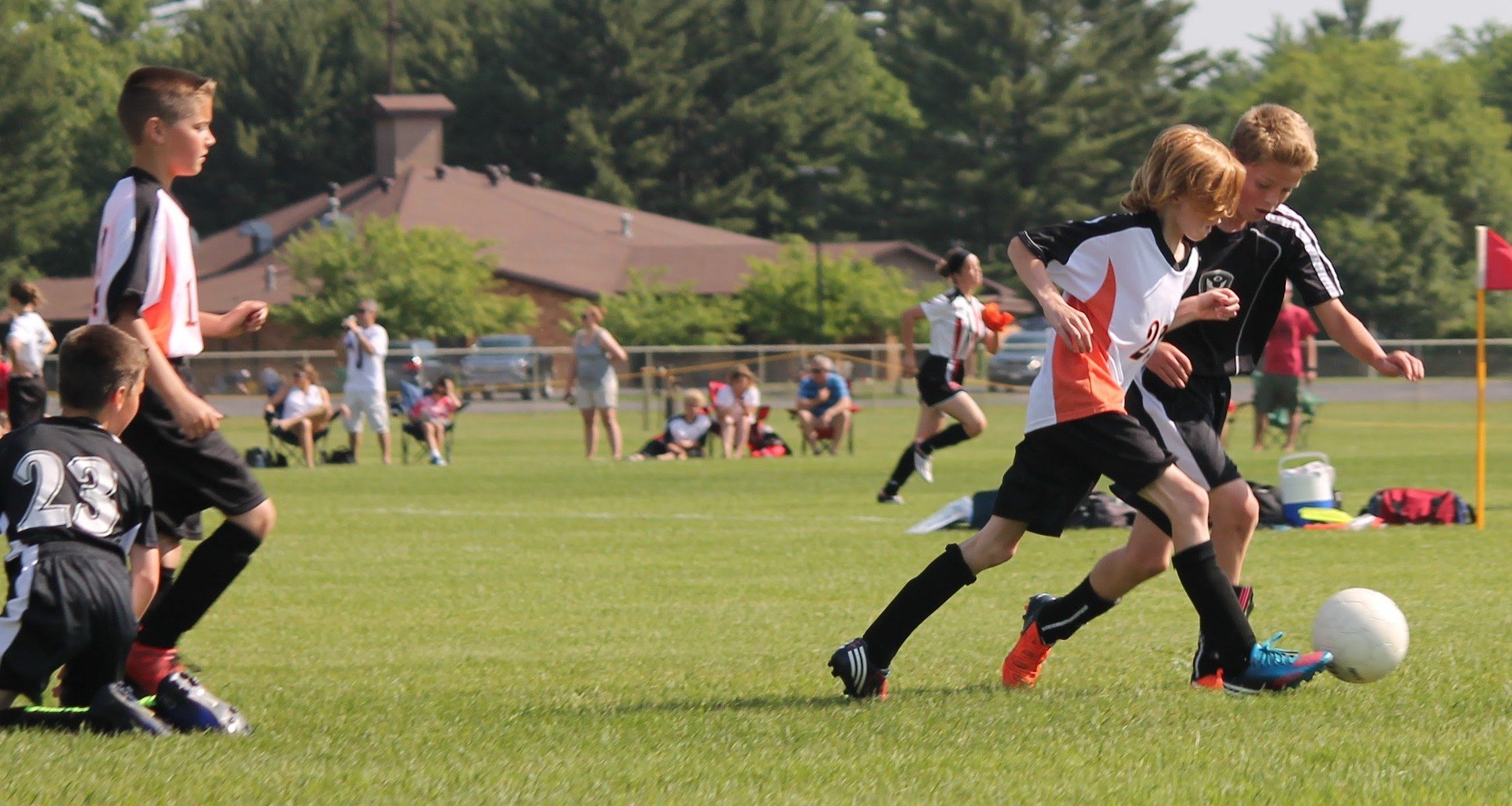 kids, playing, soccer