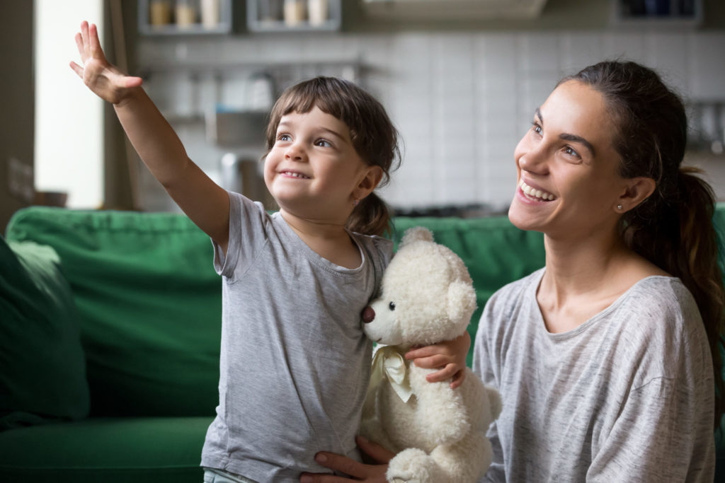 Mom and daughter looking to future