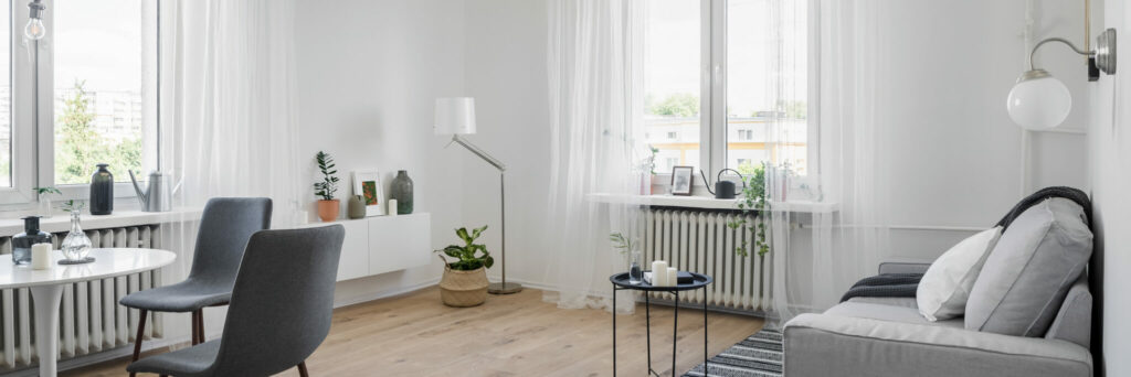 Interior with sofa and table