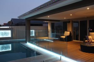 deck with pool underneath