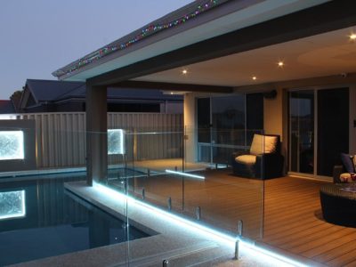 deck with pool underneath
