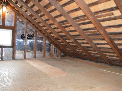 Attic with plywood floor