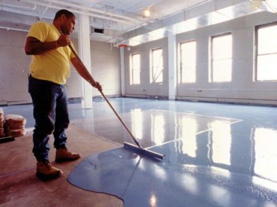 Garage floor being painted