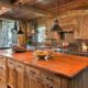 Rustic wood kitchen wall