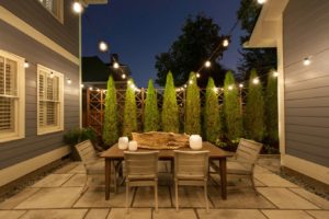 Outdoor lighting on a patio