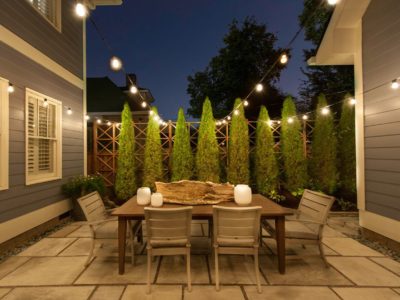 Outdoor lighting on a patio