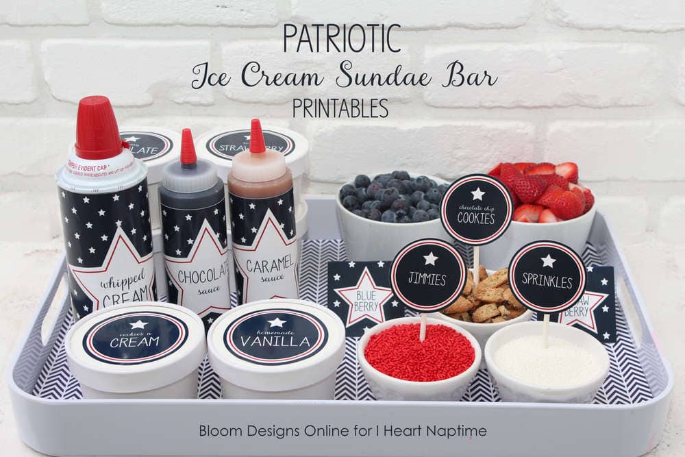 Patriotic Ice cream bar sundaes