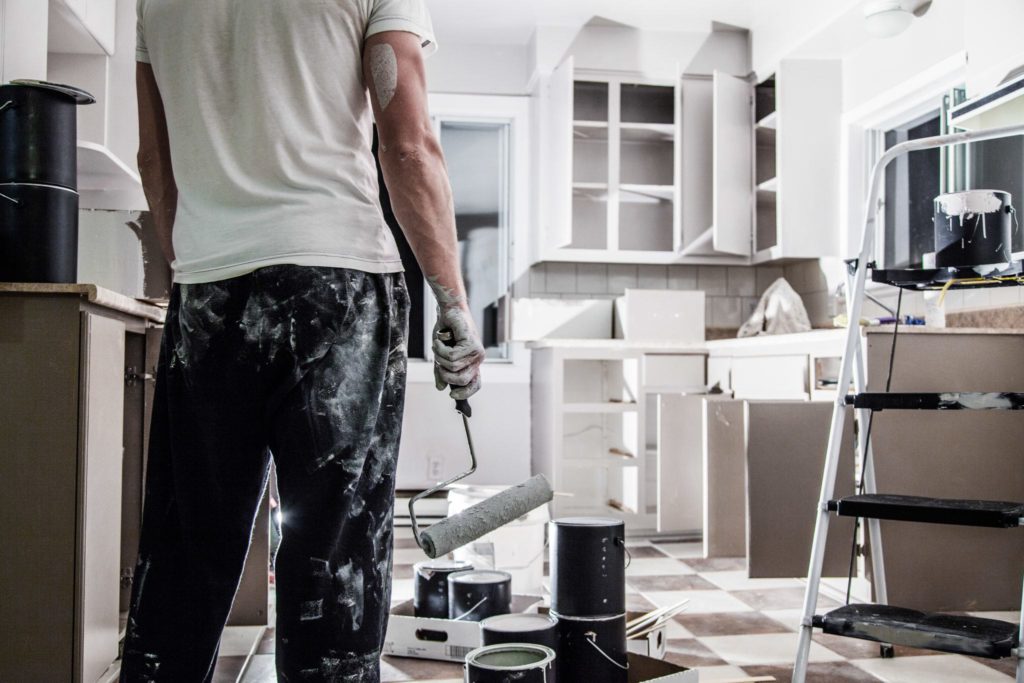 Man remodeling a kitchen