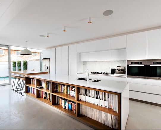 Library-Integrated Kitchen Island
