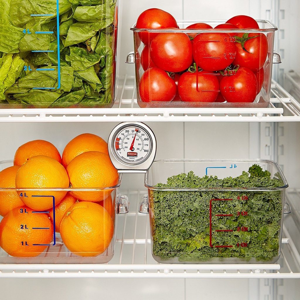 Vegetables in an eco-friendly kitchen refrigerator
