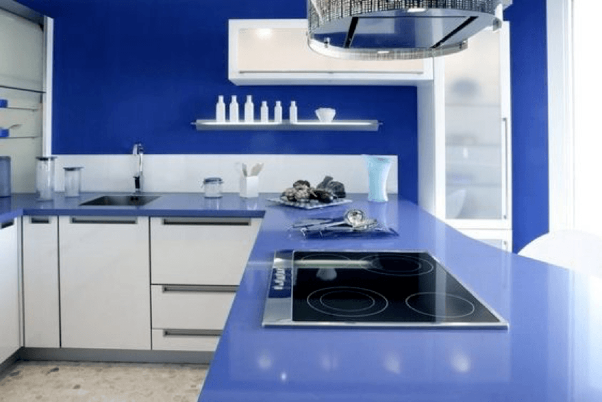 Blue stone countertop in kitchen