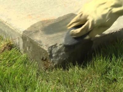Repairing broken concrete edges of a sidewalk