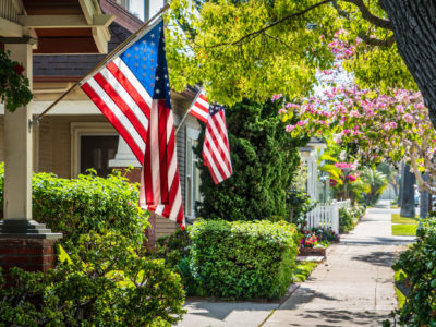 Flag hanging on a house