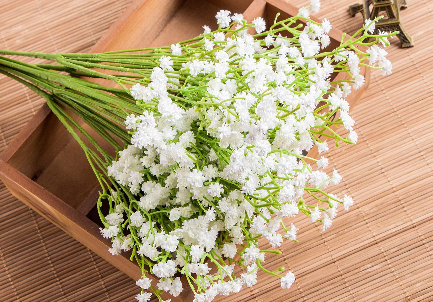 Artificial, fake, baby's breath flowers on table