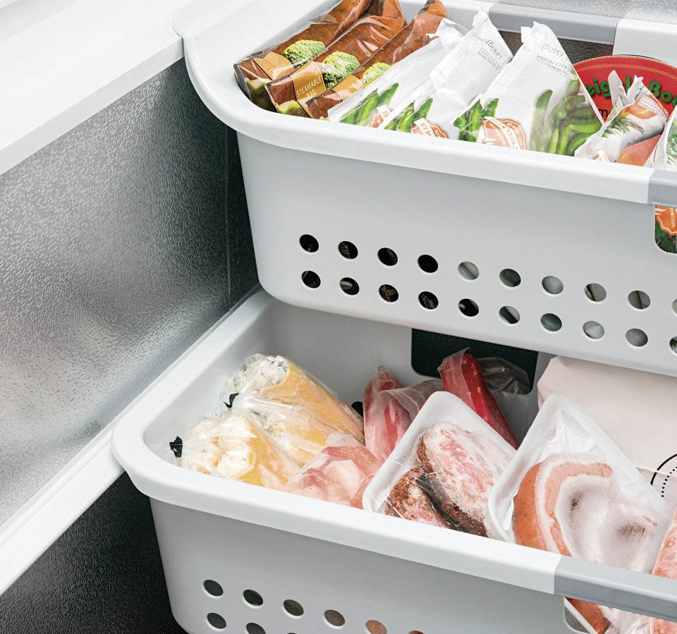 Freezer drawers with food