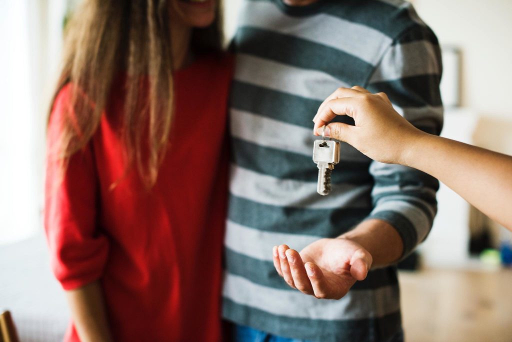 Couple getting house keys