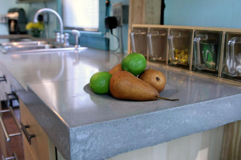 Concrete countertop in kitchen