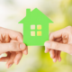 two hands holding small green home puzzle