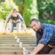 Wood deck being constructed