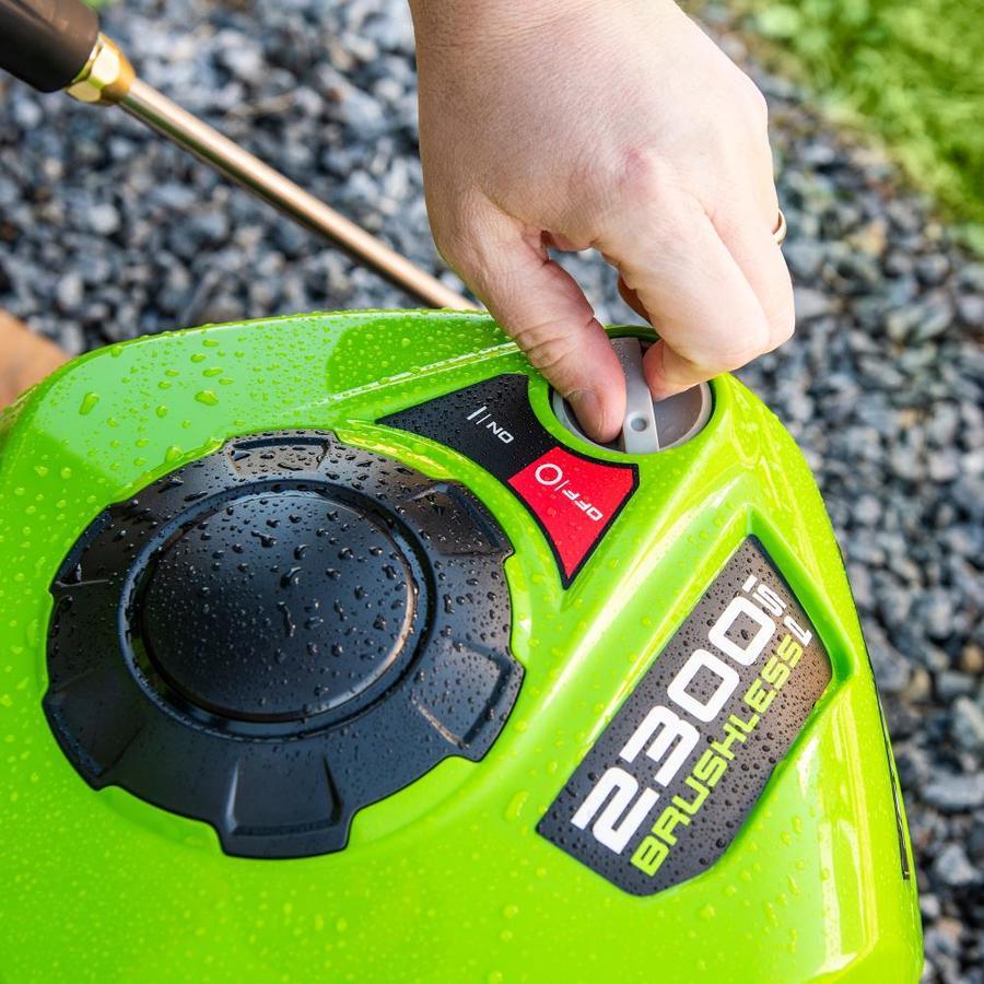 GReenworks pressure washer start button