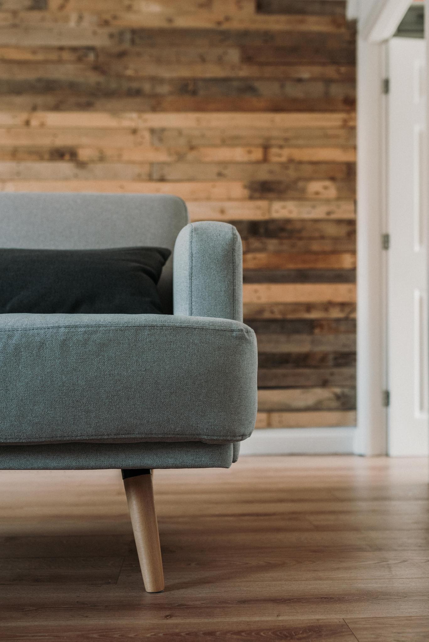 Couch on a Wood Floor with Paneling