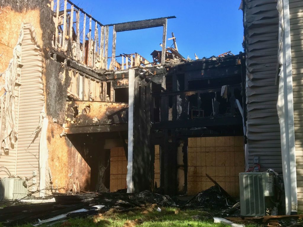 Apartment building after a major fire