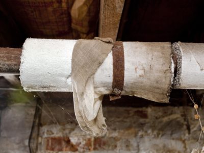 Heating pipe wrapped with asbestos