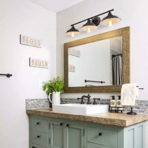 Bathroom with a lighting over vanity
