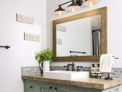 Bathroom with a lighting over vanity