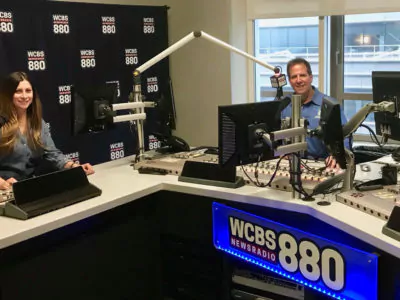 Tom Kraeutler and Leslie Segrete in WCBS Studios NYC